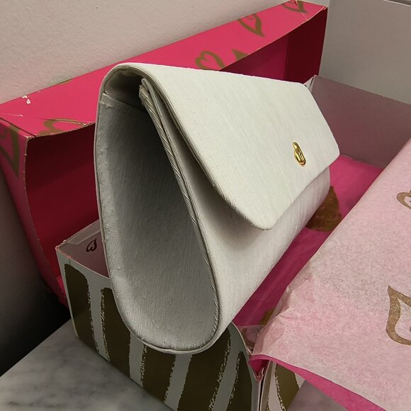 NEW Vintage Y2K Victoria Secret White Fabric Day and Evening Clutch Purse - Picture 3 of 5